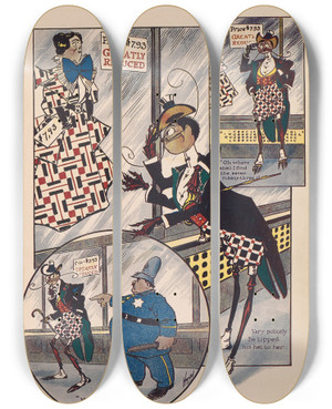 Triptych art skateboard deck of Ike Morgan The Wogglebug Book Pl02 by Ike Morgan (1871-1913)