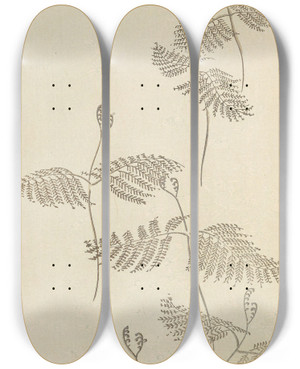 Triptych art skateboard deck of Korin Furuya Editor Bijutsukai Pl51 by Korin Furuya (Editor) (1875-1910)
