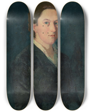 Triptych art skateboard deck of Ferdinand Hodler Portrait Of A Young Lady by Ferdinand Hodler (1853-1918)