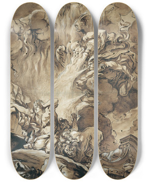 Triptych art skateboard deck of Gabrielfranois Doyen The Deliverance Of Cybele An Allegory Of The Seasons by Gabriel-Franois Doyen (1726-1806)