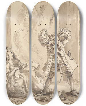 Triptych art skateboard deck of John Thomas Smith The Smock Exposed by John Thomas Smith (1766-1833) Triptych art skateboard deck of John Thomas Smith The Smock Exposed by John Thomas Smith (1766-1833)