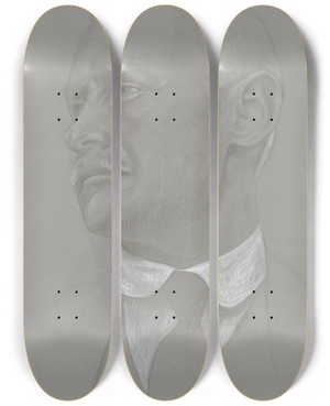 Triptych art skateboard deck of Carl Anton Reichel Portrait Of A Male Head by Carl Anton Reichel (1874-1944)