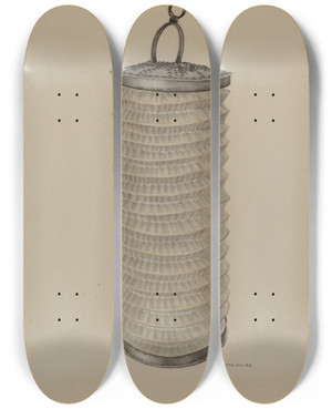 Triptych art skateboard deck of Edith Miller Lantern_2 by Edith Miller