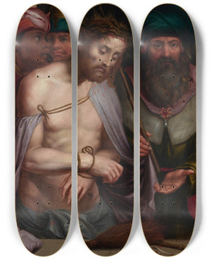 Triptych art skateboard deck of Simon Pereyns Ecce Homo by Simon Pereyns (1530-1600)