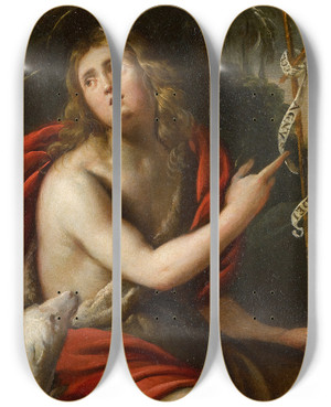 Triptych art skateboard deck of North Italian School Saint John The Baptist by North Italian School