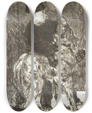 Triptych art skateboard deck of Douard Manet Boy And Dog by douard Manet (1832-1883)