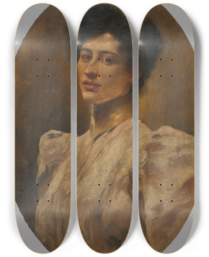 Triptych art skateboard deck of Cecil Van Haanen Victoria Steiger by Cecil Van Haanen (1844-1914)