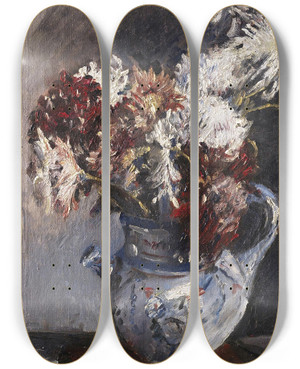 Triptych art skateboard deck of Lovis Corinth Chrysanthemen Im Krug by Lovis Corinth (1858-1925)