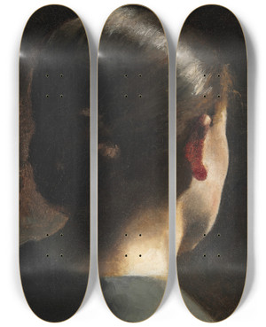 Triptych art skateboard deck of Vilhelm Hammershi Portrt Af Kunstnerens Sster Anna Hammershi Set Bagfra by Vilhelm Hammershoi (1864-1916)