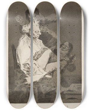 Triptych art skateboard deck of Francisco De Goya Esto Si Que Es Leer That Certainly Is Being Able To Read by Francisco de Goya (1746-1828)