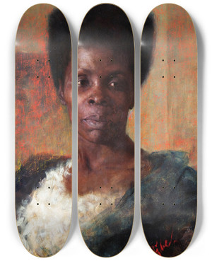 Triptych art skateboard deck of Anton Azbe Zamorka by Anton Azbe (1862-1905)
