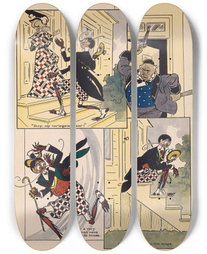Triptych art skateboard deck of Ike Morgan The Wogglebug Book Pl05 by Ike Morgan (1871-1913)