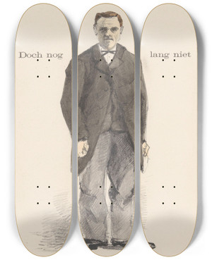 Triptych art skateboard deck of Theo Van Hoytema Staande Man In Overjas by Theo Van Hoytema (1863-1917)