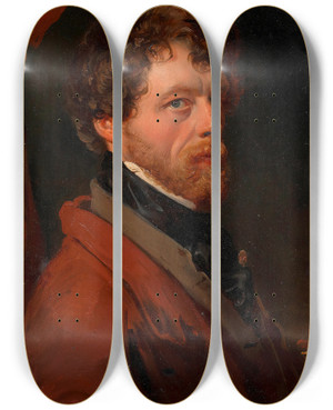 Triptych art skateboard deck of Ignaz Umlauf Selbstbildnis Ignaz Umlauf by Ignaz Umlauf (1821-1851)