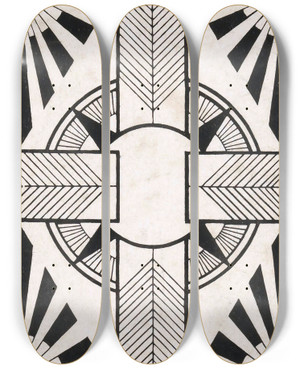 Triptych art skateboard deck of Samuel Jessurun De Mesquita Ornament Met Cirkel En Kruis by Samuel Jessurun De Mesquita (1868-1944)