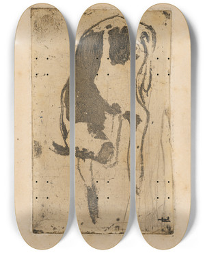 Triptych art skateboard deck of Frida Konstantin Teliatko by Frida Konstantin