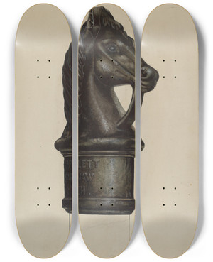 Triptych art skateboard deck of Eleanor Kroll Hitching Post by Eleanor Kroll