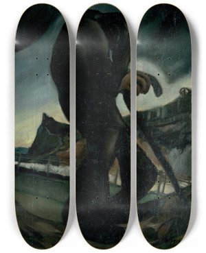 Triptych art skateboard deck of Zolo Palugyay Wandering Jew by Zolo Palugyay (1898-1935)