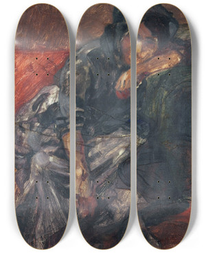 Triptych art skateboard deck of Fernando Fader Estudio De Mujer Retorno Al Hogar by Fernando Fader (1882-1935)