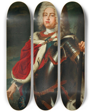 Triptych art skateboard deck of Dam Mnyoki A State Portrait Of Frederick August Ii Elector Of Saxony And King Of Poland 16961763 by dam Mnyoki (1673-1757)