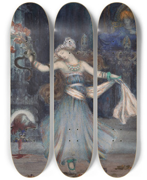 Triptych art skateboard deck of Gustave Moreau Salom Dancing Before The Head Of St John The Baptist by Gustave Moreau (1826-1898)
