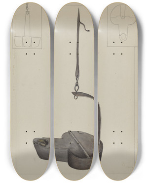Triptych art skateboard deck of Gilbert Boese Betty Lamp_1 by Gilbert Boese