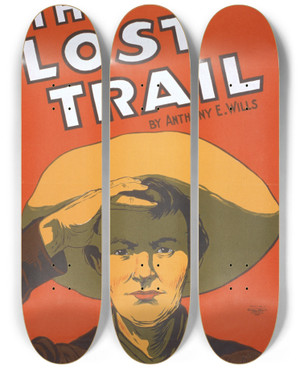 Triptych art skateboard deck of Us Lithograph Co The Lost Trail by U.S. Lithograph Co. (19-20-)