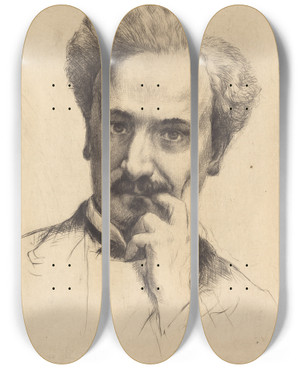 Triptych art skateboard deck of Marcellingilbert Desboutin Henri Rochefort by Marcellin-Gilbert Desboutin (1823-1902)