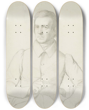 Triptych art skateboard deck of Jeanpaul Flandrin Portrait Of Jeanlouis Lacuria by Jean Paul Flandrin (1811-1902)