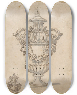 Triptych art skateboard deck of Giovanni Battista Foggini Two Designs For Vases by Giovanni Battista Foggini (1652-1725) Triptych art skateboard deck of Giovanni Battista Foggini Two Designs For Vases by Giovanni Battista Foggini (1652-1725)