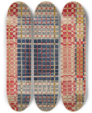 Triptych art skateboard deck of William Kerby Coverlet by William Kerby