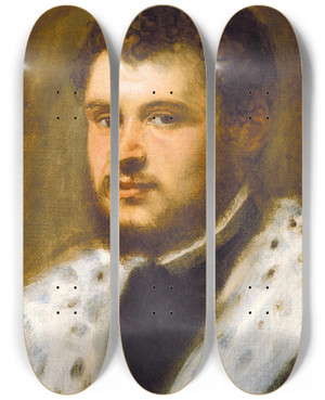Triptych art skateboard deck of Jacopo Tintoretto Young Man With A Beard by Jacopo Tintoretto (1518-1594) Triptych art skateboard deck of Jacopo Tintoretto Young Man With A Beard by Jacopo Tintoretto (1518-1594)