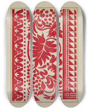 Triptych art skateboard deck of Cornelius Christoffels Homespun Coverlet_2 by Cornelius Christoffels (1879-1960)