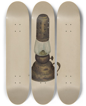 Triptych art skateboard deck of Paul Poffinbarger Lamp by Paul Poffinbarger