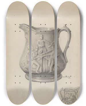 Triptych art skateboard deck of Eugene Shellady Pitcher_2 by Eugene Shellady