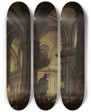 Triptych art skateboard deck of Pierreantoine Demachy Sermon Dun Capucin Dans Lglise Saintroch_2 by Pierre-Antoine Demachy (1723-1807)