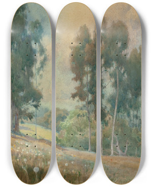 Triptych art skateboard deck of Percy Gray Spring Landscape by Percy Gray (1869-1952)