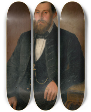 Triptych art skateboard deck of Peter Michal Boh Portrait Of Klein by Peter Michal Bohun (1822-1879)