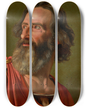 Triptych art skateboard deck of Danish School Allegorical Portrait by Danish School