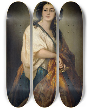 Triptych art skateboard deck of Leopold Pollak Judith by Leopold Pollak (1806-1880)