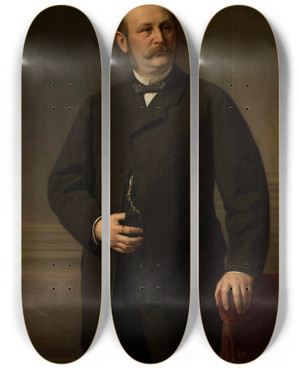 Triptych art skateboard deck of Jzef Simmler Portrait Of Maurycy Brauman by Jozef Simmler (1823-1868)