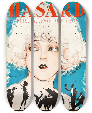 Triptych art skateboard deck of Eric Rohman Circe The Enchantress by Eric Rohman (1891-1949)