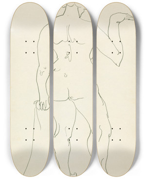 Triptych art skateboard deck of Henri Gaudierbrzeska Standing Female Figure 2 by Henri Gaudier-Brzeska (1891-1915)