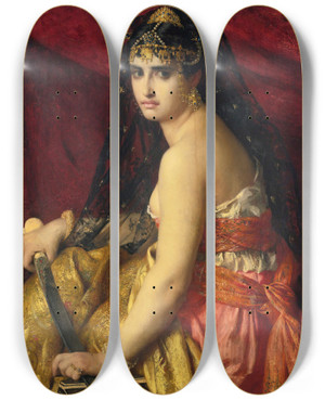 Triptych art skateboard deck of Gabriel Ferrier Judith by Gabriel Ferrier (1847-1914)