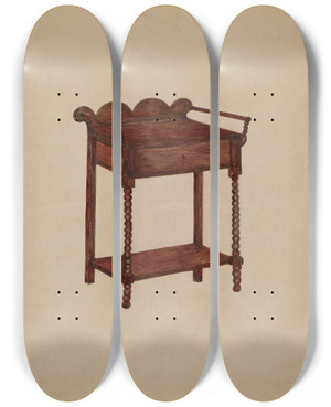 Triptych art skateboard deck of Della Button Wash Stand by Della Button