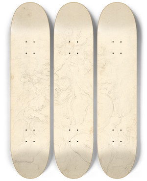 Triptych art skateboard deck of Giuseppe Ghezzi Musicerende Engle I Himlen by Giuseppe Ghezzi (1634-1721)