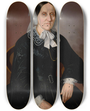 Triptych art skateboard deck of Peter Michal Boh Portrait Of An Old Lady by Peter Michal Bohun (1822-1879)