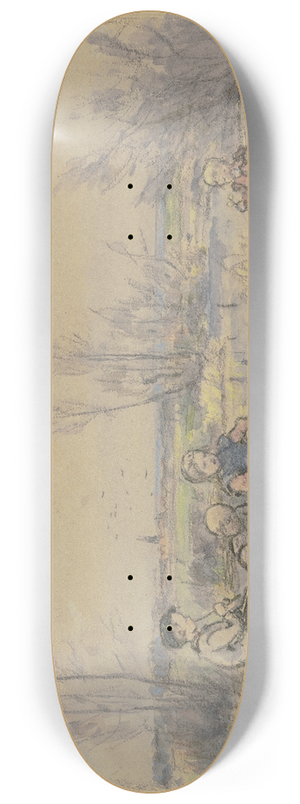 Ferdinand Balzer - Children at the stream 8.25 inch art skate deck