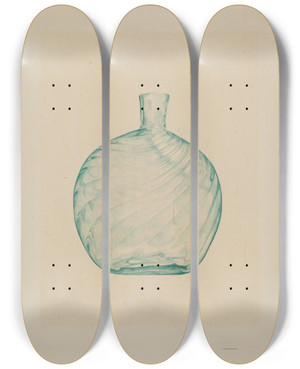 Triptych art skateboard deck of Ga Spangenberg Glass Pocket Flask by G.A. Spangenberg