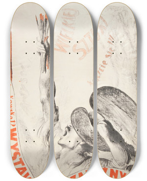 Triptych art skateboard deck of Wojciech Weiss Wystawa Niezalenych by Wojciech Weiss (1875-1950)